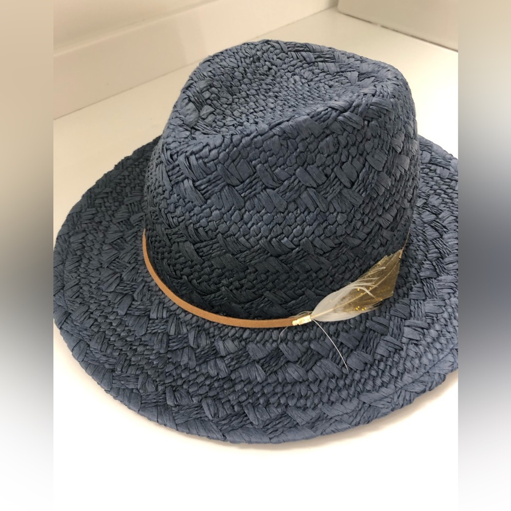 Free Press Paper Straw Navy Cowboy hat - Fedora O/S